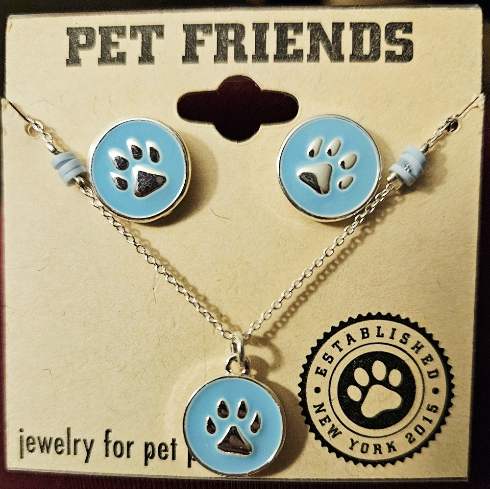 Pet Friends Paw Print Jewelry Set - Picture 4 of 6